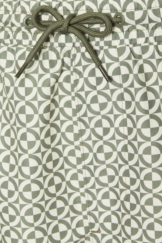 BadRhino Big & Tall Green & White Geometric Swim Shorts | BadRhino 8