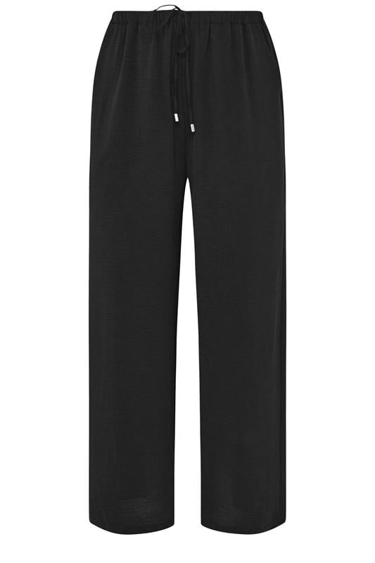 EVANS Plus Size Black Tie Waist Wide Leg Trousers | Evans  5