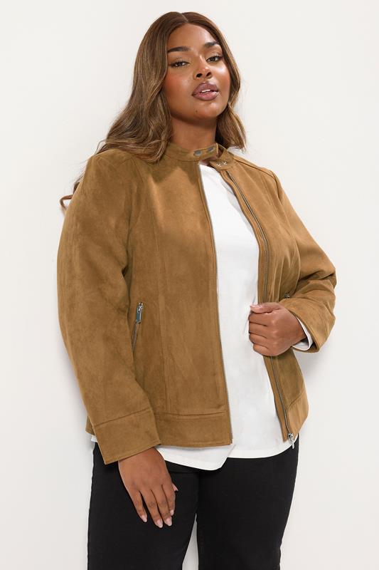 Blouson Aviateur En Daim Synthétique Pour Femme - Coupe Oversize, Col Claudine, Couleur Kaki, Confortable