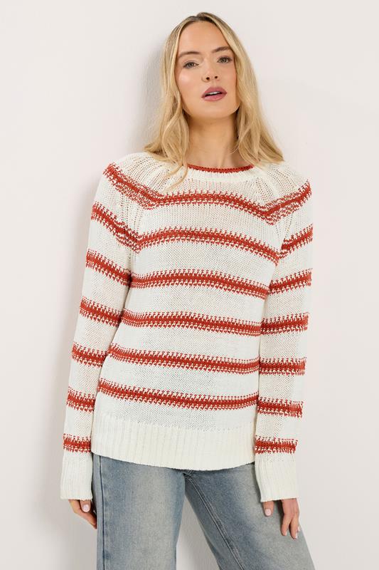 LTS Tall White & Red Stripe Knit Jumper | Long Tall Sally 1