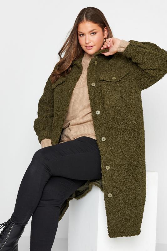 Plus Size Green Teddy Midi Shacket | Yours Clothing 1