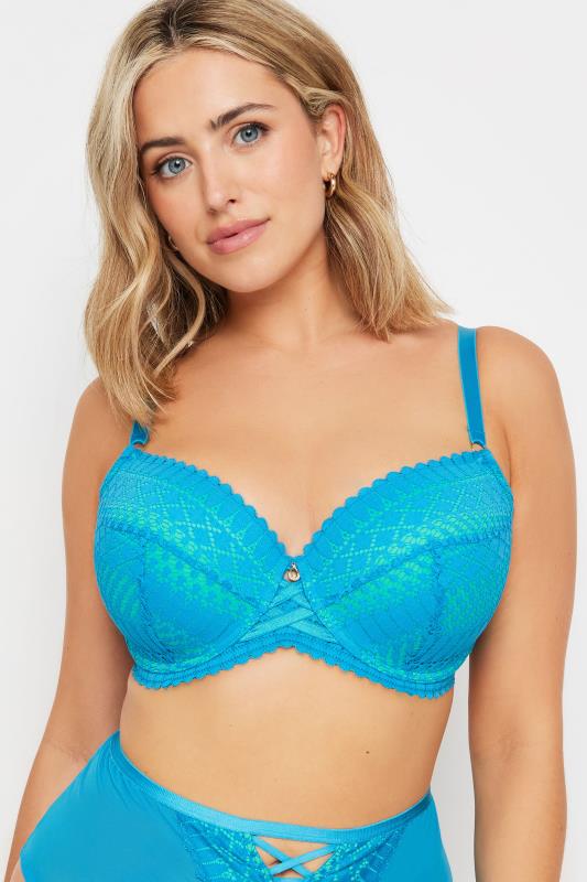 YOURS Plus Size Blue Lace Detail Padded Bra | Yours Clothing 2