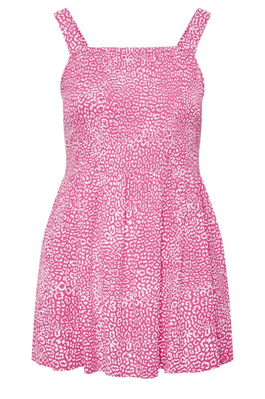 YOURS Plus Size Curve Pink Animal Print Crinkle Vest Top | Yours Clothing