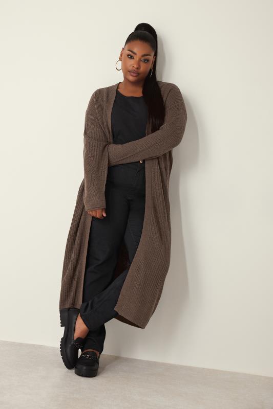  Grande Taille YOURS Curve Natural Brown Longline Cardigan