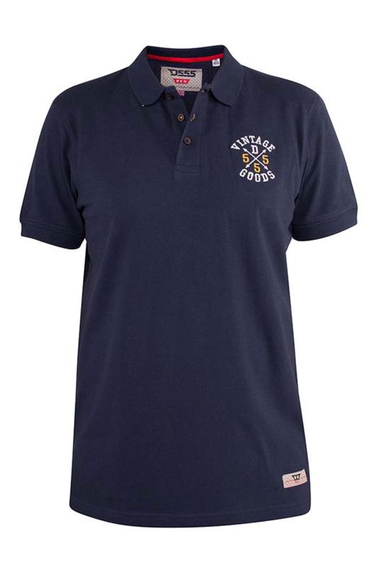 D555 Navy Logo Short Sleeve Polo Shirt_F.jpg
