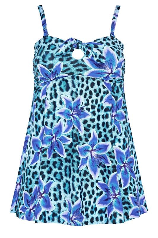 YOURS Plus Size Blue Animal Floral Tankini Top | Yours Clothing 7