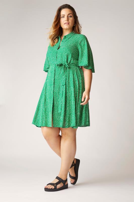 THE LIMITED EDIT Green Polka Dot Shirt Dress_A.jpg