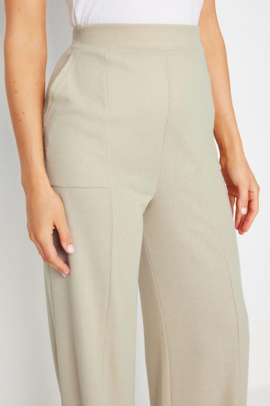 LTS Tall Cream Textured Seam Front Wide Leg Trousers | Long Tall Sally 4