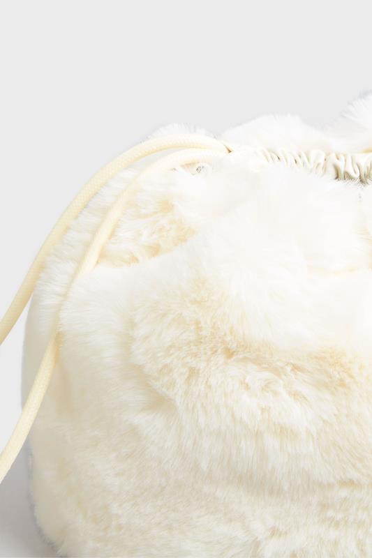 Cream Faux Fur Bucket Bag 5