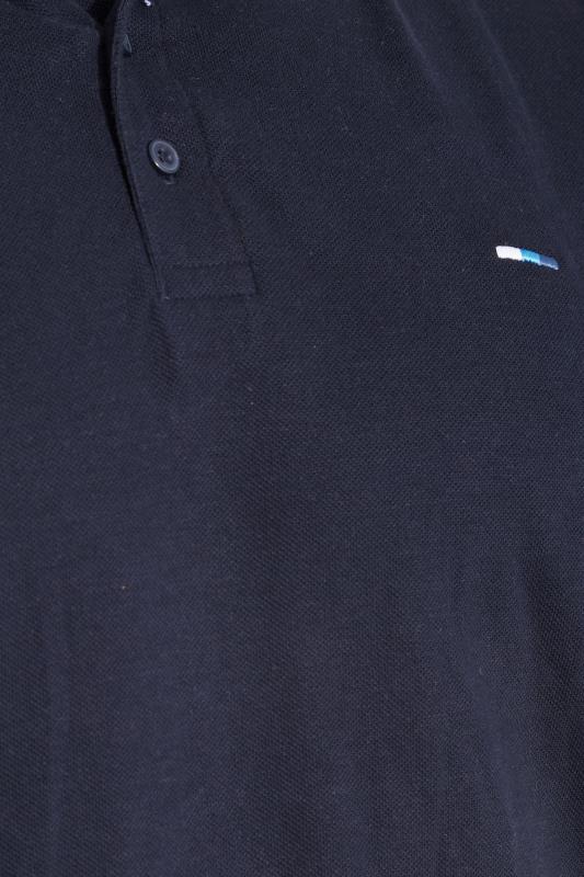 BadRhino Big & Tall Navy Blue Contrast Collar Polo Shirt 4