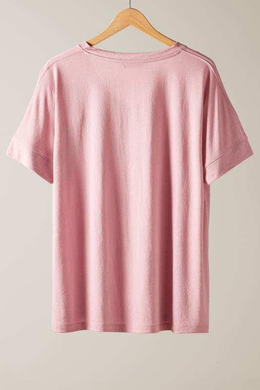 EVANS Plus Size Rose Pink V-Neck Modal Rich T-Shirt | Evans 6