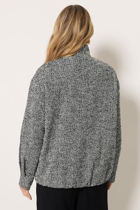 LTS Tall Women's Black Herringbone Funnel Neck Jacket | Long Tall Sally 2
