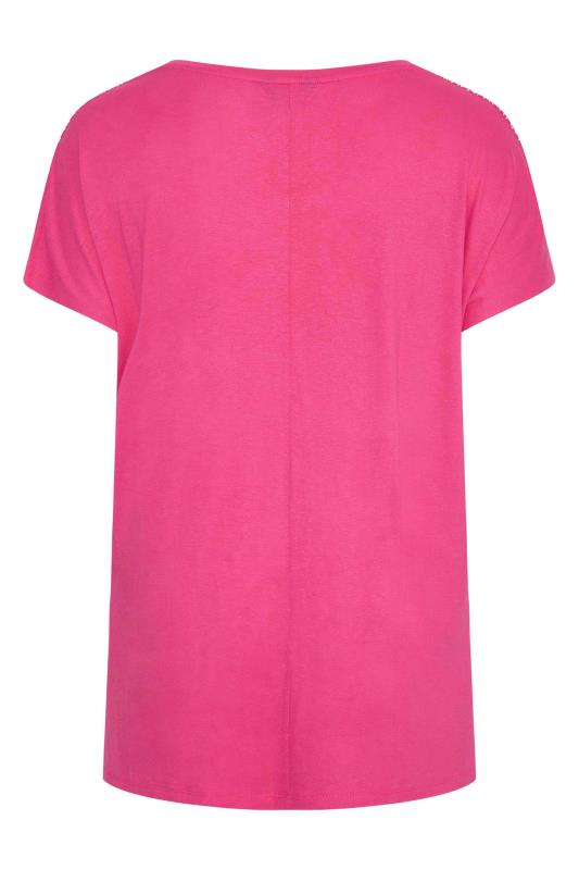 Plus Size Pink Aztec Embroidered T-Shirt | Yours Clothing 7
