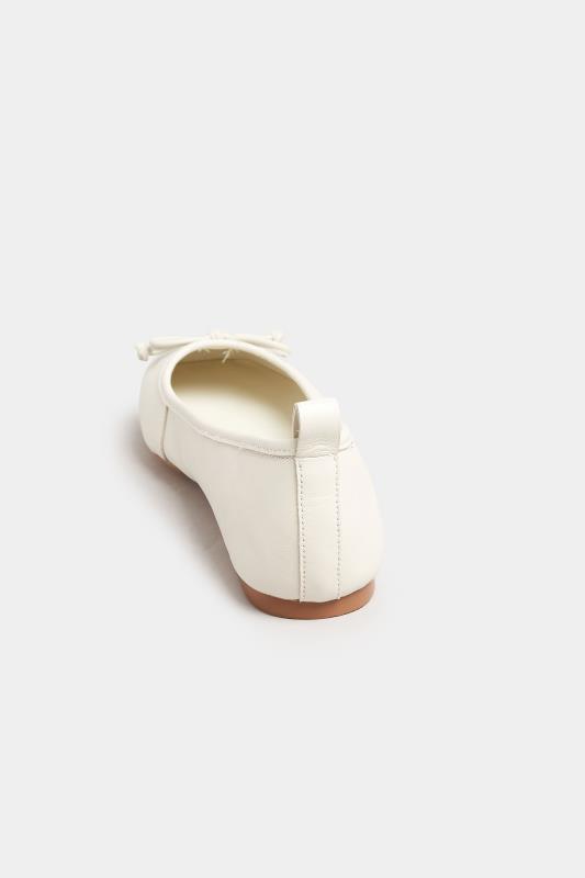 LTS White Leather Ballerina Pumps In Standard Fit | Long Tall Sally  4