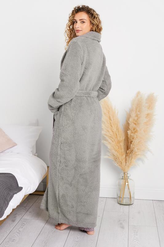 LTS Tall Women's Grey Borg Fleece Maxi Dressing Gown | Long Tall Sally 5