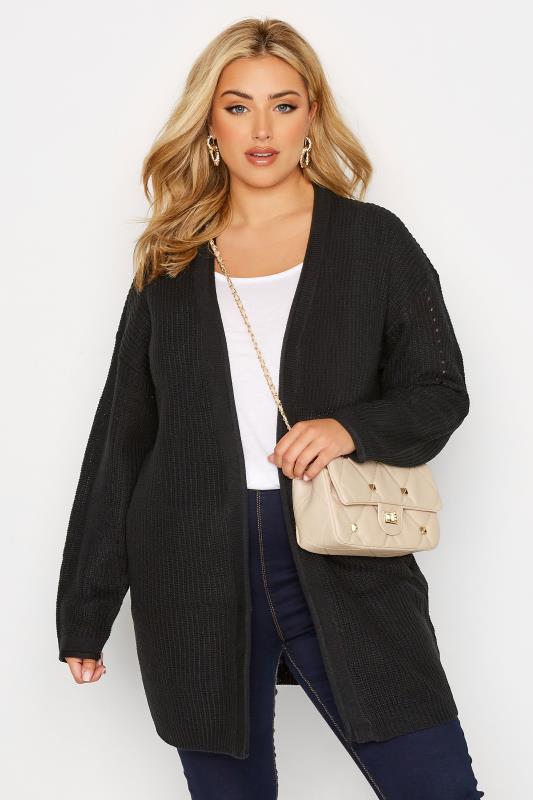 Plus Size Curve Black Essential Knitted Cardigan | Yours Clothing  3