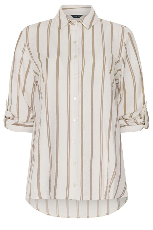 M&Co White & Natural Brown Stripe Tab Sleeve Shirt 5