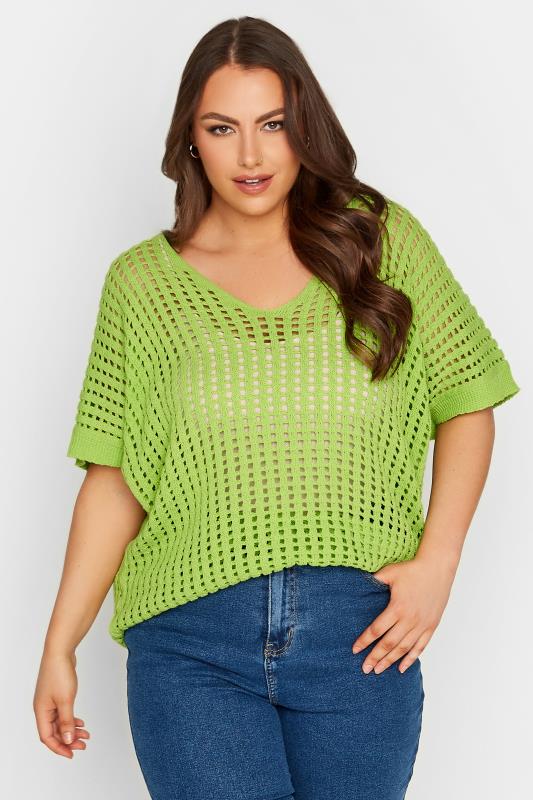 Plus Size  YOURS Curve Green Crochet Top
