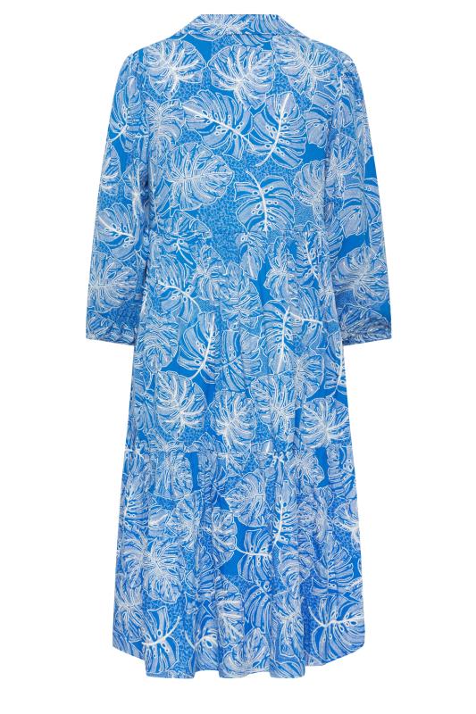 YOURS Plus Size Blue Leaf Print Shirt Dress | Yours Clothing 7