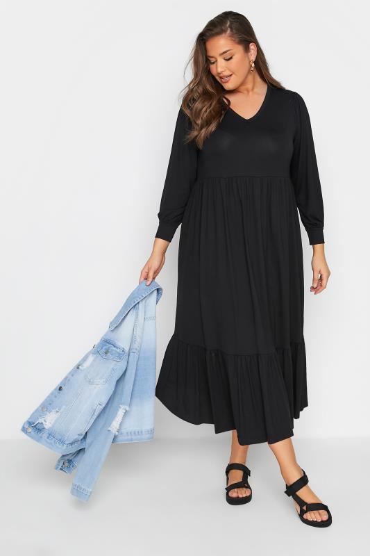 LIMITED COLLECTION Curve Black Smock Maxi Dress 1