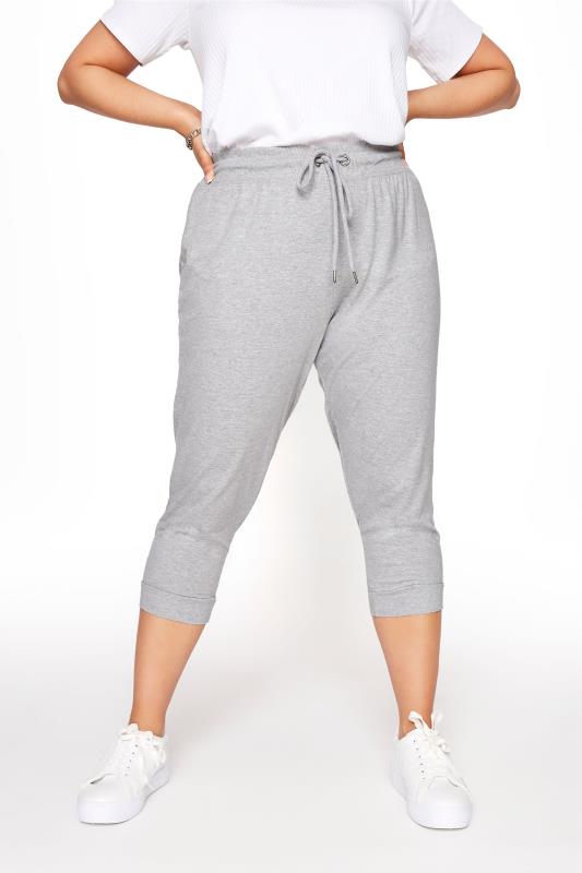 Plus Size Joggers YOURS Curve Grey Cropped Stretch Joggers