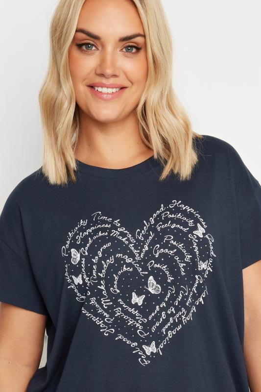 YOURS Plus Size Natural Brown Positivity Heart Print T-Shirt | Yours Clothing  3