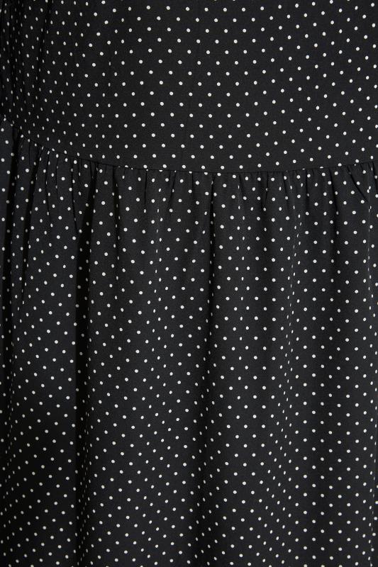 LIMITED COLLECTION Curve Black Spot Print Tie Neck Smock Midi Dress 5
