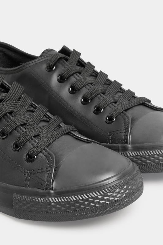 Black Low Lace Up Trainer In Wide E Fit | Yours Clothing 5