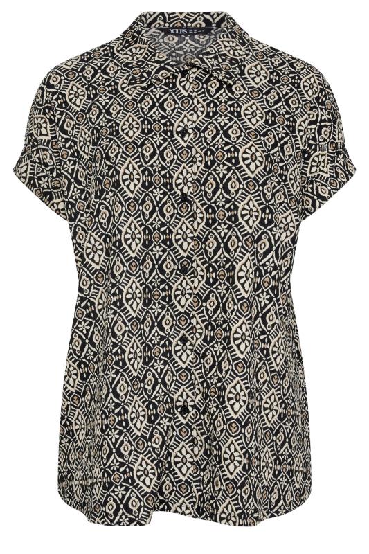 YOURS Plus Size Black Geometric Print Button Front Shirt | Yours Clothing 5