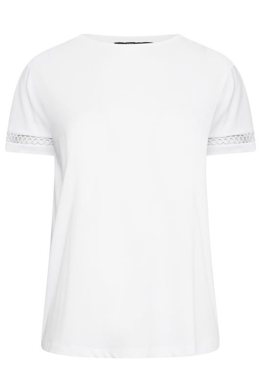 LIMITED COLLECTION Plus Size Curve White Crochet Trim T-Shirt | Yours Clothing  6