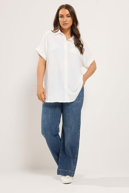 YOURS Plus Size White Grown On Sleeve Shirt | Yours Clothing 1