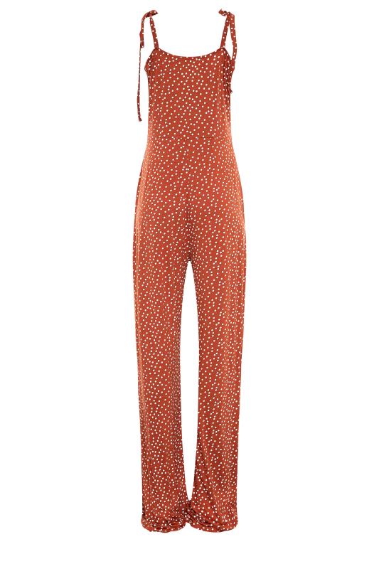 LTS Tall Orange Spot Print Tie Shoulder Jumpsuit 8