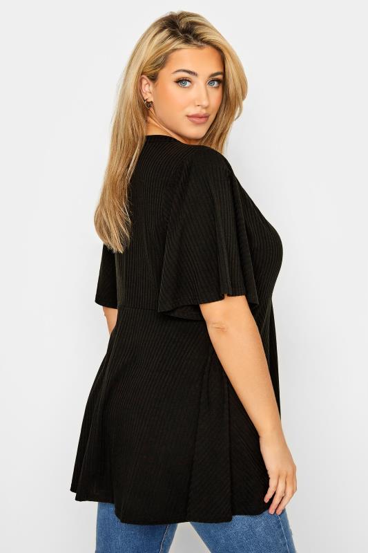 LIMITED COLLECTION Plus Size Black Keyhole Peplum Top | Yours Clothing  3