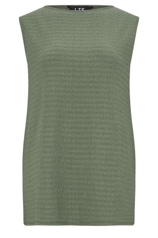 LTS Tall Khaki Green Textured Sleeveless Top | Long Tall Sally 5