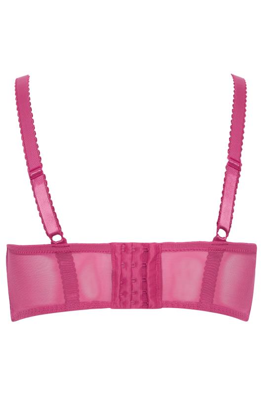 Plus Size Pink Lace Strap Detail Padded Underwired Longline Bra | Yours Clothing 8