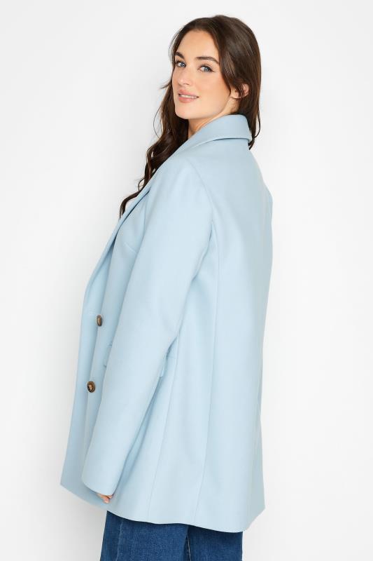 LTS Tall Women's Light Blue Double Breasted Brushed Jacket | Long Tall Sally 3