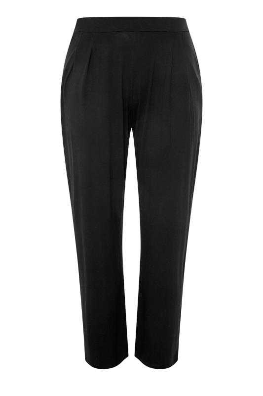 YOURS Curve Plus Size Black Pleated Wide Leg Stretch Trousers | Yours Clothing  5