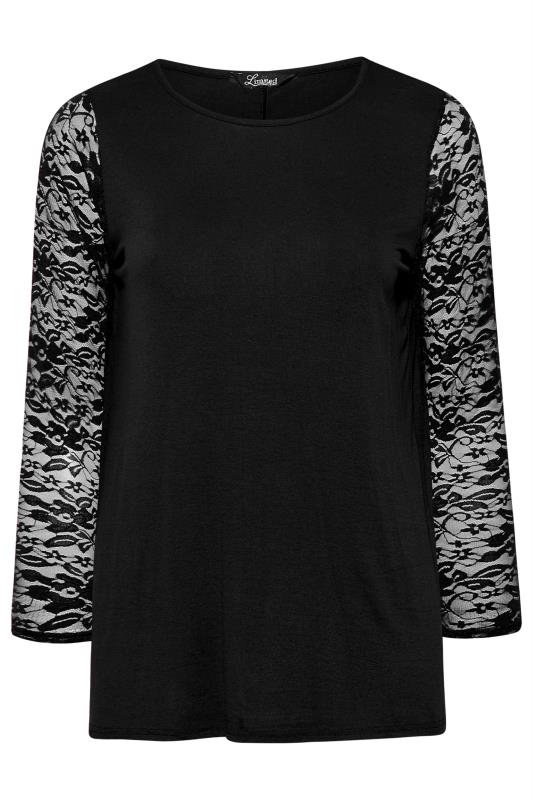 LIMITED COLLECTION Plus Size Black Lace Sleeve Top | Yours Clothing 6