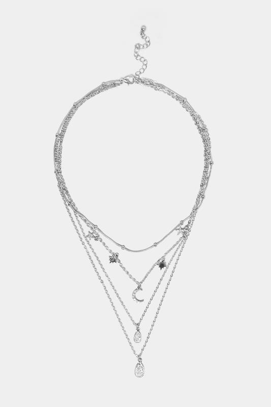 Silver Celestial Multi Layer Necklace | Yours Clothing 2