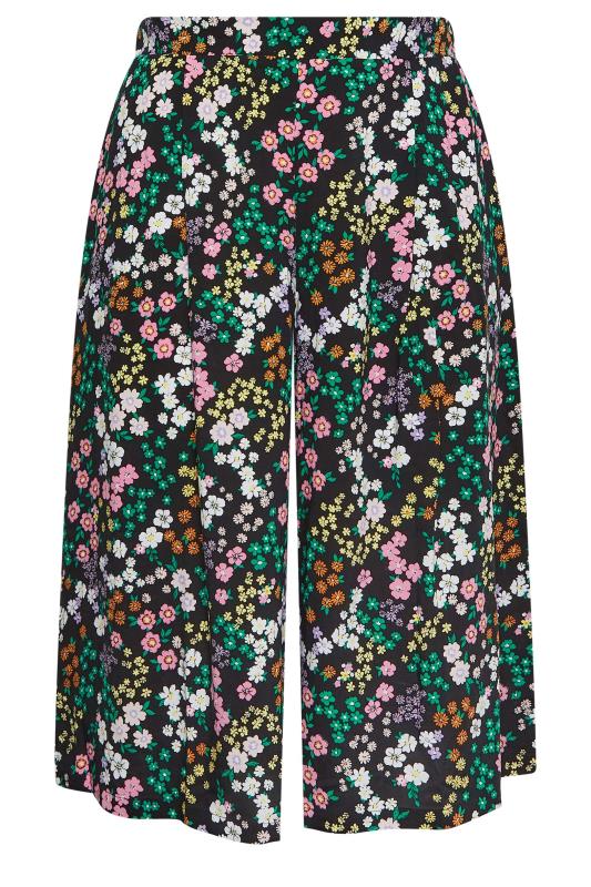 YOURS Curve Black Floral Print Culottes | Yours Clothing 4