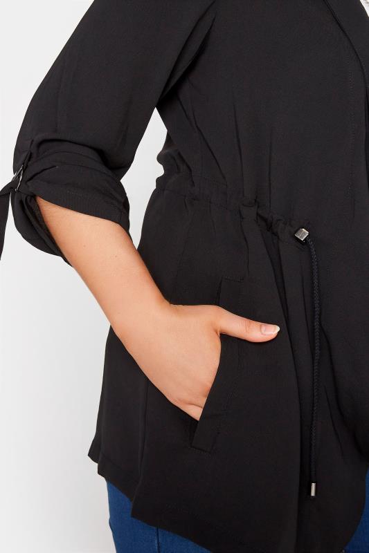 Plus Size Black Tab Sleeve Waterfall Jacket | Yours Clothing 4