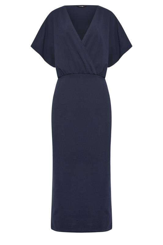 LTS Tall Women's Navy Blue Scuba Wrap Midi Dress | Long Tall Sally 5