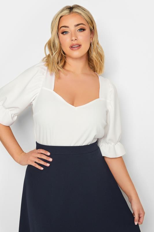 YOURS LONDON Plus Size Curve White Sweetheart Bodysuit | Yours Clothing  1