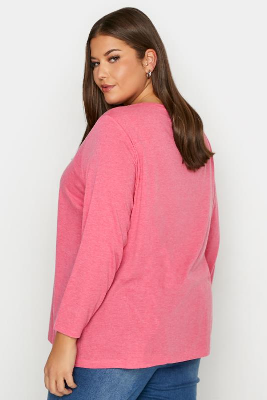Plus Size Pink Marl Long Sleeve T-Shirt | Yours Clothing 3