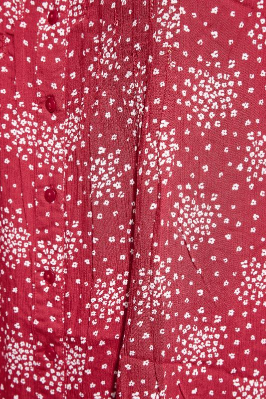 Berry Red Ditsy Tie Waist Sequin Shirt_S.jpg