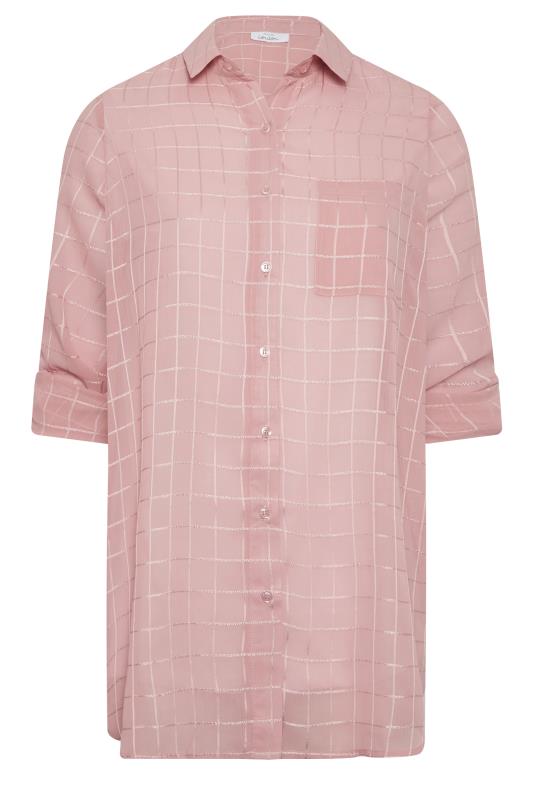 YOURS LONDON Plus Size Pink Check Chiffon Shirt | Yours Clothing 9