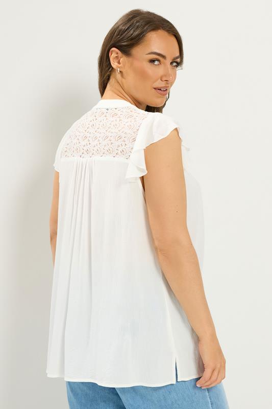YOURS Plus Size White Lace Detail Blouse | Yours Clothing 2