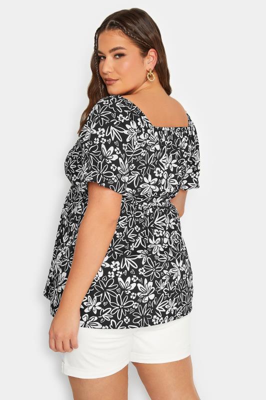 LIMITED COLLECTION Plus Size Black Floral Print Button Through Top | Yours Clothing 4