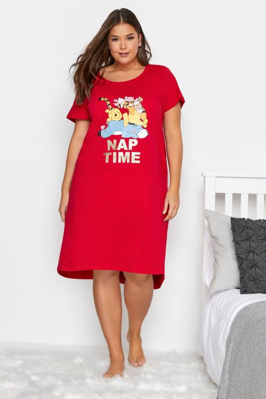  dla puszystych DISNEY Curve Red Winnie and Friends 'Nap Time'  Nightdress