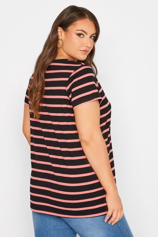 3 PACK Plus Size Pink & Black & Stripe T-Shirts | Yours Clothing 4